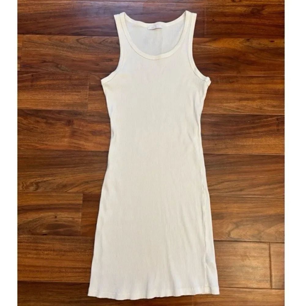 John Elliott cream ribbed sleeveless dress